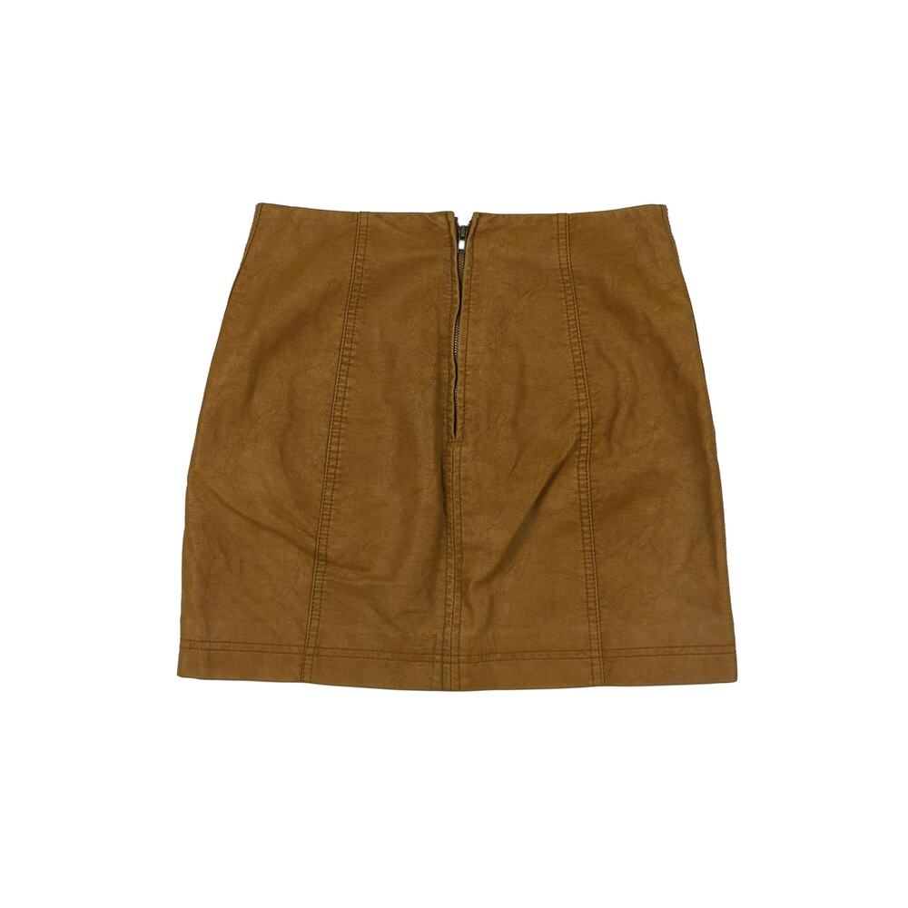 Free People Modern Femme Vegan Leather Mini Skirt 2 Brown - Picture 5 of 8